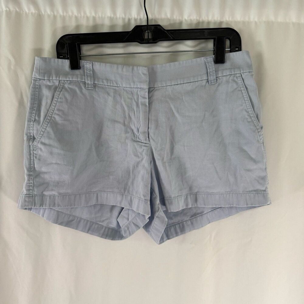 J. Crew Chino Shorts Women's 8 Blue Flat Front 3.5" Inseam 100% Cotton